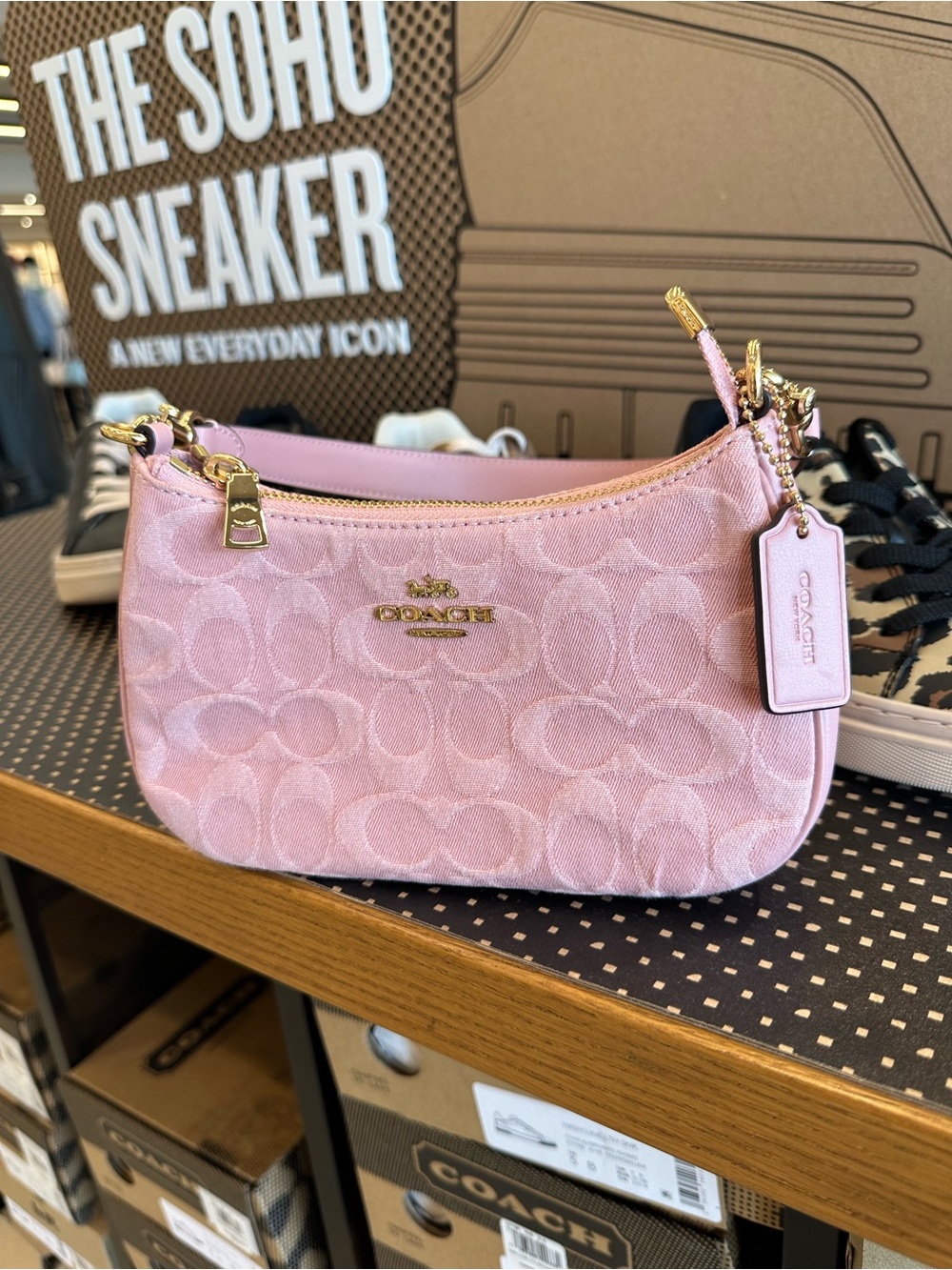Coach Teri Mini Crossbody Bag In Light Pink Signature Denim NWT